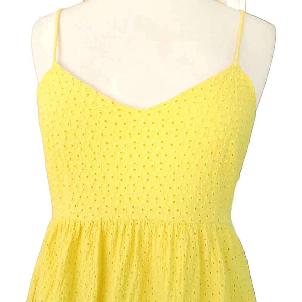 The Prairie Yellow Embroidered Eyelet Midi Dress Size 8 Summer Sundress Cottage - Picture 3 of 11